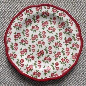 Pioneer Woman Multicolor Red Timeless Floral Plate 8.75 in. Red Edge